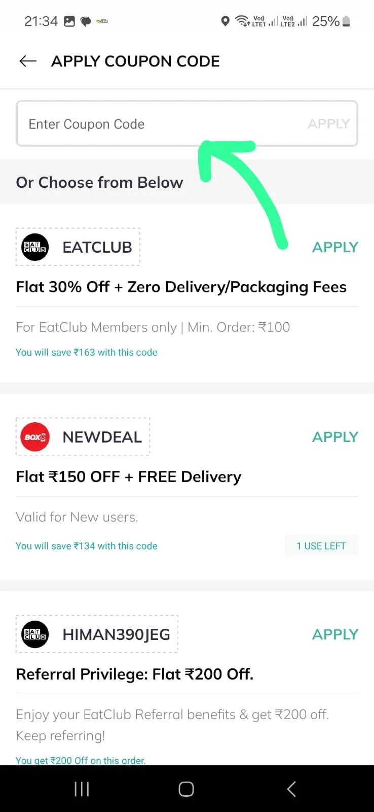 Place to Apply EatClub Referral Code