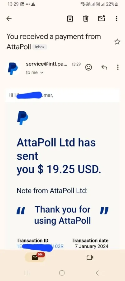 Attapoll Earning Proof Paypal